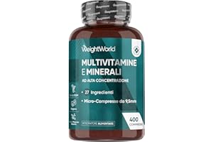 WEIGHTWORLD Multivitaminico Completo in 400 Compresse Vegane (+1 Anno), 27 Vitamine e Minerali Essenziali, Multivitaminico Uomo e Donna, Vitamine A, B, C, D, E, K, Ferro, Zinco, Potassio, Senza Magnesio Stearato