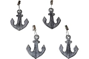 RiloStore 4 STK Tischdeckenbeschwerer Anker Gußeisen grau antik extra schwer Shabby Chic Tischdeckenklammern maritim Gewichte schwer Tischdecken Tischtuchbeschwerer 8cm Ankerdeko