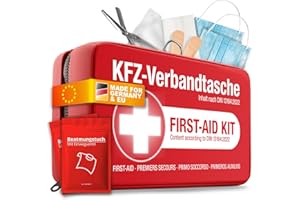HELDENWERK Apteczka samochodowa zgodna z normą 2025, w zestawie chusteczki do sztucznego oddychania– apteczka pierwszej pomocy może być używana w całej Europie, DIN 13164:2022