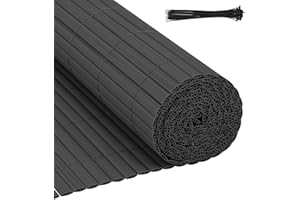 Eulenke Estera de Privacidad de PVC, 80 x 500 cm Cañizo PVC con Bridas, Lamas reforzadas, Cañizo Jardin Ocultacion para balcón, Antracite