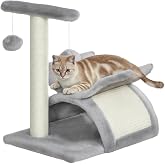 PawHut Scratching Tree for Cats 43 cm Rotating Post 40 x 30 x 43 cm Grey | Small Cat Tower with Play Balls, Platform and Kenn