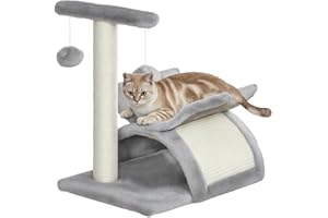 PawHut Cat Tree, Cat Tower for Kittens with Rotatable Top Bar, Sisal Scratching Post, Tunnel, Dangling Balls - Grey