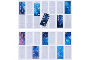 Moules en Résine Domino 3D Moulle Resine Epoxy, 2 Moule Domino Resine Epoxy, Moules en Résine de Silicone, 28 Grilles DIY Moules de Coulée pour Bricolage Pendentif