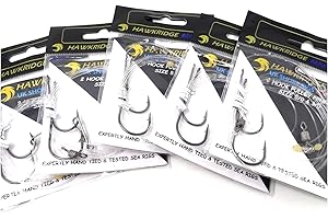 HAWKRIDGE RIG PRO SERIES - 5 Packs of Commercial Quality Fishing Rigs - 2 Hook - PULLEY PENNEL Ready Tied - Ideal for Sea Surf Casting Fishing (Tied to 50lb Snood)