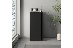 [en.casa] Armadio a Colonna in Metallo Armadietto da Ufficio con 1 Anta e 2 Ripiani Regolabili in Altezza Mobile in Acciaio per Archivio 88 x 40 x 35 cm - Nero