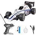 VGRASSP 1:14 Scale High Speed F1 Formula Racing Car Toy for Kids with Joystick Remote Control and Rechargeable Battery for Car - LED Lights, 2 WD Smokey Mist Spraying Car - Multicolor
