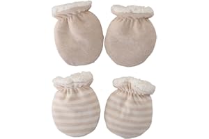 Ccomage 2 Paare Weich Baumwoll Baby Fäustlinge Neugeboren Winter Warme Anti Kratzen Wolle Gefüttert Fäustel Jungen Mädchen Baby Handschuhe für 0-12 Monate