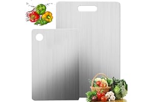 STFYUG Tagliere Titanio per Cucina, Acciaio Inox, Titanio, Inox per Carne, Frutta, Verdura (2)