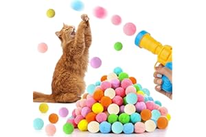 BGTLJKD 100 Stück Katzenspielzeug Bälle, Interaktives Katzenspielzeug Ball, Katzenball Kätzchenspielzeug Plüsch Balle, Interaktives Launch-Training, Geräuschloser Katzen Spielzeug für Katzen Indoor