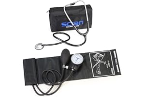 Scian Aneroid Sphygmomanometer - Manual Blood Pressure Cuff with D-Ring Universal Cuff 10-16", Carrying Bag for Nurse Doctor Senior Adult(Black)