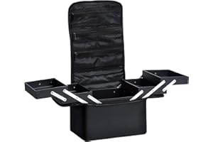 TAYQWIHEVA Maletín Maquillaje con Correa Estuche Cosméticos Grande Neceser Bolsa Maquillaje de Uñas Profesional Maleta de Makeup Organizador Beauty Case de Viaje Joyero y Manicura para Mujer, Nergo