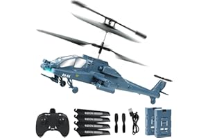 PATEMZON Hélicoptère Télécommandé Enfant, 2,4 GHz Hélicoptère RC Militaire, Avion RC avec 2 Piles et Lumière LED avec Fonction de Décollage à Une Touche, Jouet en intérieur Enfants (Bleu)