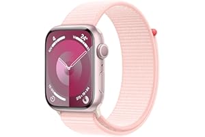 Apple Watch Series 9 GPS 45mm Smartwatch con cassa in alluminio rosa e Sport Loop rosa confetto. Fitness tracker, app Livelli O₂, display Retina always-on, resistente all’acqua