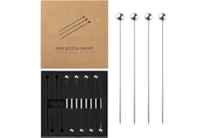 JETTORY 12 Stück Cocktailspieße | 10,2 cm Cocktail Picks | Edelstahl Cocktail Spieße Cocktail Zahnstocher Cocktail-Picks für Spieße Fingerfood | Cocktailparty Deko. (Silber)
