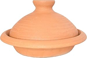 MARRAKESCH ORIENT & MEDITERRAN INTERIOR Tadżin, oryginalny z Maroka, garnek gliniany do gotowania, targi Ø = 27 cm odpowiedni dla 1-3 osób, ręcznie robiony z Marrakei, nieglazurowany, wolny od substancji szkodliwych