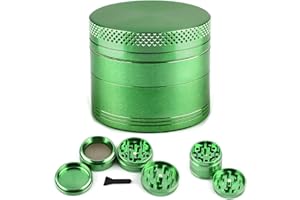 S STUARTS DIRECT LIMITED Metal Herb Grinders | 4 Piece Green Coloured Spice Grinder (40mm) 1.5 inch Small Portable Tobacco Crusher for Herbs, Spices in Four Pieces | Sharp Shark Teeth | Smoking Accessories NEW 2023 DESIGN