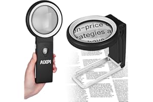 AIXPI Lente d'ingrandimento 30x 40x con luce e supporto, grande lente d'ingrandimento portatile con 18 LED illuminata per degenerazione maculare, lettura per anziani, hobby, monete, gioielli (bianco e nero)