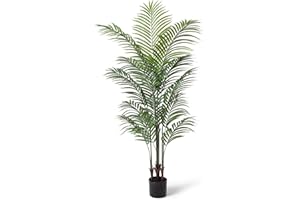 CROSOFMI Sztuczne rośliny Areca Palm 150 cm, sztuczne drzewko tropikalne, sztuczne rośliny do wewnątrz i na zewnątrz, sztuczne liście i plastikowa doniczka, na imprezę, do biura, domu, dekoracji domu,