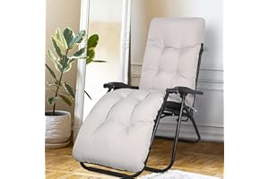 CUSHSUNR Waterproof Sun Lounger Cushions Only, 170 * 53 * 10cm Sunlounger Cushions Replacement Garden Relaxer Chair Cushion Pad Sunbed Cuhsion with Top Cover for Garden Patio Yard Beach (Light grey)