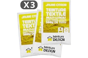 TEINTURE DESIGN Set aus 3 Textilfarben - Universal Textilfarbe für Kleidung und natürliche Stoffe (Zitronengelb)