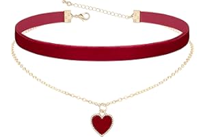 Heveer Collana in Velluto Collana a Doppio Strato con Ciondolo a Cuore Girocollo Gotico Regolabile Gioielli per Donna Ragazze