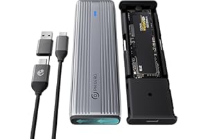 PHIXERO NVMe SATA Gehäuse, M.2 NVME Gehäuse Werkzeugfrei Aluminium SSD Gehäuse,10Gbps NVMe PCIe und 6Gbps AHCI SATA, Unterstützt M-Key/B+M Key, mit UASP Trim für 2230/2242/2260/2280 SSD