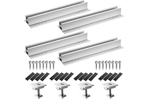 Anbte Solarmodul Halterung Kit, 4 Stück Kurzschiene 300MM aus Aluminium inkl. 30MM Mittelklemme + M5*37mm Schrauben + Gummipads, Flachdach PV Befestigungssystem Solarpanel Dachmontage Zubehör Set