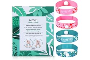 MEIYYJ Pulseras antimareo para adultos, bandas de mareo para embarazo, náuseas matutinas, coche, mar, vuelo, viaje (tamaño mediano)