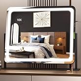 Hasipu Vanity Mirror with Lights, 58 x 48cm LED Make up Mirror, Light up Mirror with 10X Magnification and Brightness Adjustm