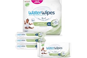 WaterWipes Sensitive+ Baby & Toddler Wipes, 99,9% vatten, 4-pack