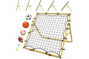 LIANTRAL volleyboll rebounder nät, baseball träningsnät, gul | Bärbart reboundernät för fotbollsträning med 5 justerbara bakvinklar 80 x 87 cm
