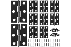 Anstore 10Pcs 44mm Door Hinges, 1.73'' Small Hinges for Wood, Black Ball Bearing Hinges Internal Door Hinges for Home Door or Cabinet Door, Internal Doors, Window, Box with 72pcs Screws
