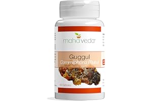 MAHA VEDA GUGGUL - Extrait de Guggul titré en guggulstérones 2,5% - Cholestérol et Fonction Cardiaque - Complément Alimentaire Vegan - Dosage renforcé à 450 mg - 60 gélules