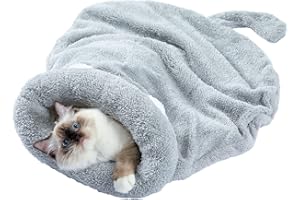 PAWZ Road Gato Bolsa de Dormir Lana Suave Lavable Caliente Camas para Gatos Saco Snuggle Manta Estera para Gatito Perrito Gris