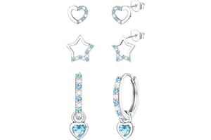 ORAZIO 3 Pairs Huggie Hoop Earrings For Girls Sterling Silver Earrings Stud Hoop Hypoallergenic Girls Earrings Silver Hoops Studs Earrings For Women Girls