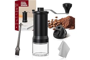 HOTUT Ręczny Młynek Ślimakowy do Kawy, z Ceramicznym Mechanizmem i 30-Stopniową Regulacją, dla Jednolitego Mielenia na Wszystkie Metody Parzenia