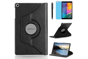 R.SHENGTE Hülle für Samsung Galaxy Tab A 8.0'' 2019 (SM-T290 SM-T295 SM-T297), 360 Grad drehbarer Ständer Schutzhülle,Mit Stylus Pen,Bildschirm Film (Black)