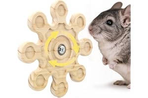 Jevnd Rotating Natural Wood Chinchilla Chew Toys for Teeth, Interactive Enrichment Toys, Hanging Exercise Chinchilla Toys for Cage for Playtime, Spinner Cage Accessories Wheel