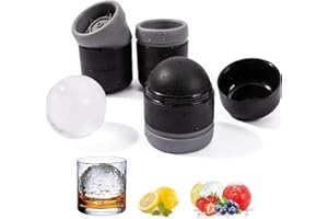 GARRULO Moule à glaçons rond en silicone, 2,2 pieds grand moule à boule de glace à whisky, bac à glaçons rond avec couvercle pour bière cocktail (3 pièces) noir