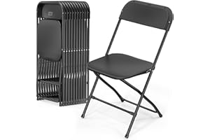 Bonnlo Klappstuhl, Gartenstühle 12er Set, Campingstuhl bis 158KG, Stühle Esszimmer Balkon Büro, Stapelbar, aus Metall & Kunsttoff, Schwarz