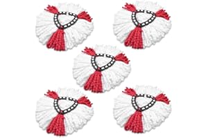 Chiluxendo 5 Stück Bodenwischer Ersatzbezug, Wischmopp Ersatzköpfe, Rsatzkopf für Schrubbermopp, Moppkopf, Mikrofaser-Mopp-Ersatz, Dreieckiger Moppkopf für Holzboden, Marmorboden(Rot und Weiß)