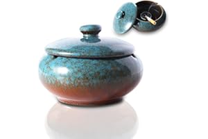 NUTS OT NUTS Cendrier Exterieur Mural avec Couvercle Cendriers Marocain Grand Modele Cendrier Anti Odeur Original Fermé de Table pour la décoration de la Maison des Fumeurs (Bleu)