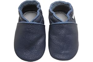 Bemesu Pantoufles en Cuir Chaussures rampantes pour bébés Pantoufles Filles et garçons Enfants Premiers Marcheurs en Cuir 0-24 Mois UE 18-24