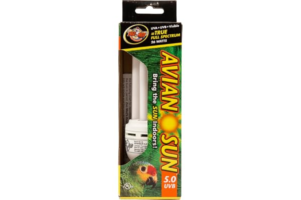 Zoo Med AS-C5E AvianSun 5.0 Lampe UVB pour volière d'oiseaux 26 W, fluocompacte en verre de quartz