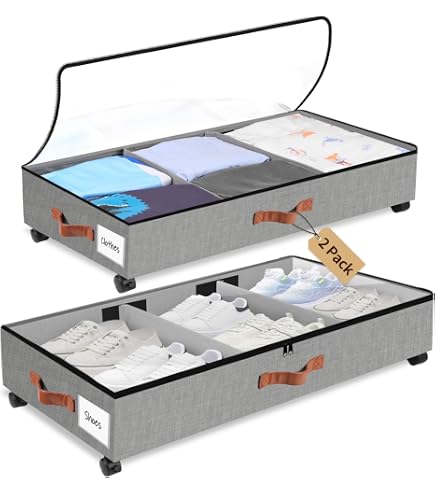2 Stück Unterbettkommode Mit Rollen – Transparente Deckel, 78,1x43,2x16,5 Cm, Stauraum Für Schuhe & Kleidung