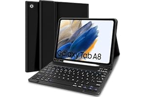LUPXIU Funda con Teclado Español Ñ para Samsung Galaxy Tab A8 10,5 2021 (SM-X200/X205) - Funda Protectora con Ranura de Lápiz, Teclado Desmontable Inalámbrico, Negro
