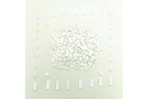 BTMIEY 4 Shapes Mixed Glass Mosaic Tiles,Square+Diamond+Triangle+Rectangle 220 PCS Stained Glass Mosaic Pieces for Handmade Art Crafts and Home Decoration (White)