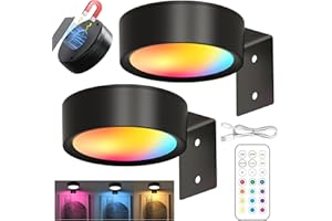 LUKIUP 2 Stück Magnetisches Mallicht, Wiederaufladbare Bilderleuchte Kabellos Mit Fernbedienung und Zeitfunktion, Dimmbare Magnetische LED Lampe für Bilder Wand Fotorahmen Bilder Malen (Schwarz)