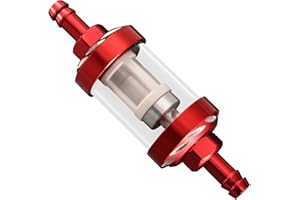 GOOFIT Rouge gastankfilter4 Couleur Inline Fuel Filtres à gaz Filtre à Essence Filtre Universel Métal Or CNC Remplacement pour Moto Scooter Dirt Bike