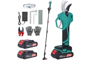 Bilivry Bezprzewodowe sekatory elektryczne, 1,5/2,5/4 cm 3-biegowe sekatory z 4-częściowym drążkiem napinającym (niebieski)